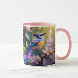 Violetter Tuffgelber Fantasie Vogel mit Brustschmu Tasse