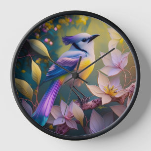 Violetter Tuffgelber Fantasie Vogel mit Brustschmu Uhr