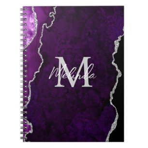 Violetter und silberner Marmorachat Notizblock