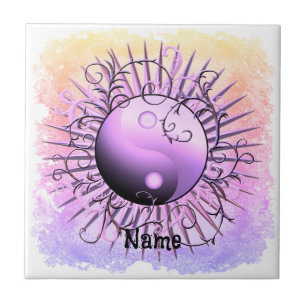 Violetter Wirbel Yin Yang  Fliese