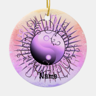 Violetter Wirbel Yin Yang Keramik Ornament