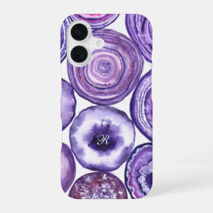 Violettes Achat-Monogramm iPhone 16 Hülle