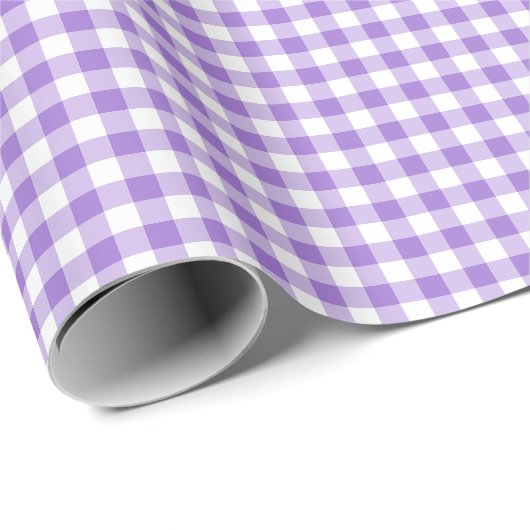 Violettes Gingham-Karomuster Geschenkpapier (Rolleneckpunkt)