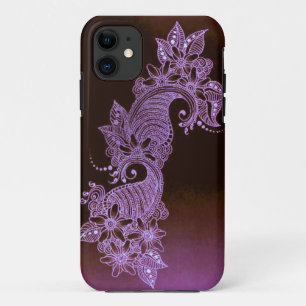 violettes Hennastrauch mehndi Blumenfall iPhone 11 Hülle
