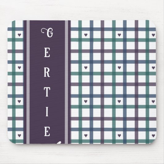 Violettes Herz-Gingham Mousepad (Vorne)
