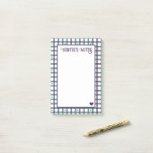 Violettes Herz-Gingham Post-it Klebezettel (Auf Schreibtisch)
