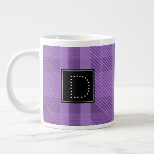 Violettes Karo Streifenmuster Monogramm Jumbo-Tasse