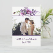 Violettes Lavendel-Wildblumen-Foto danken Ihnen Dankeskarte (Stehend Vorderseite)