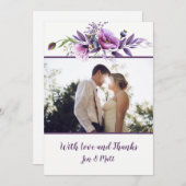 Violettes Lavendel-Wildblumen-Foto danken Ihnen Dankeskarte (Vorne/Hinten)