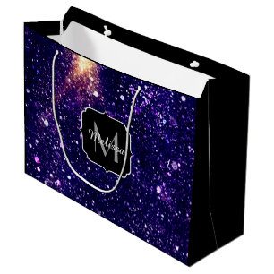 Violettes lila abstraktes Galaxy Custom Monogram Große Geschenktüte