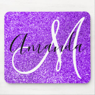 Violettes, lila falsches Glitter personalisiertes Mousepad