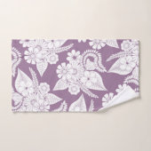 Violettes lila lila und weißes Blumen- und Blätter Badhandtuch Set (Handtuch)