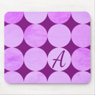 Violettes, lila-magenta- und rosa Kreise-Monogramm Mousepad