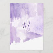 Violettes lila Watercolor-Spritzen-Hochzeits-Menü Menükarte (Rückseite)