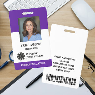 Violettes Logo-Foto für medizinisches Personal des Ausweis
