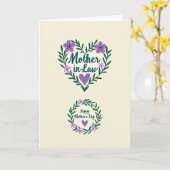 Violettes Mutterherz Karte (Gelbe Blume)