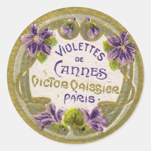 Violettes Parfüm Label, Paris 1900er Runder Aufkleber (Vorderseite)