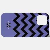 violettes Schwarz Chevron Muster Monogramm Case-Mate iPhone Hülle (Rückseite (Horizontal))