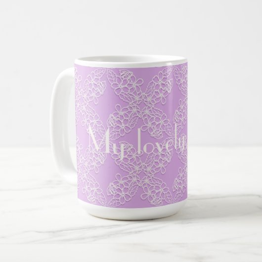violettes Spitzemit blumenmuster Kaffeetasse (Vorderseite Links)