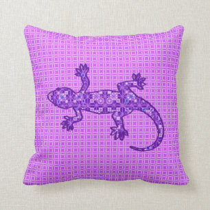 Violettes und amethyst Lila Stammes- Batik Gecko - Kissen