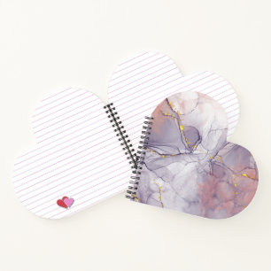 Violettes und goldenes Marmormuster Notizblock