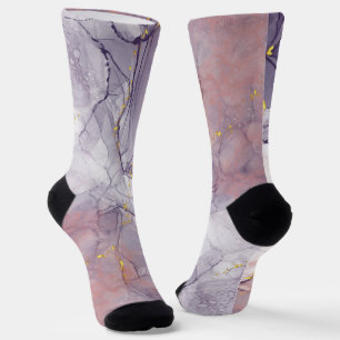 Violettes und goldenes Marmormuster Socken