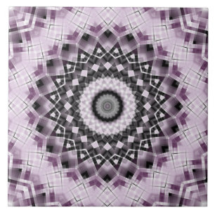 Violettes und schwarzes geometrisches Mandala-Must Fliese
