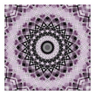 Violettes und schwarzes geometrisches Mandala-Must Poster