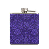 Violettes Vintage-Damaskmuster Flachmann (Rückseite)