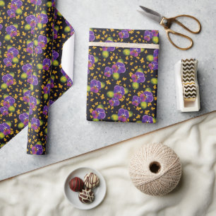 Violettes Vintage-Dunkles Blumenmuster Geschenkpapier