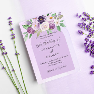 Violettflorale lila Hochzeit Einladung