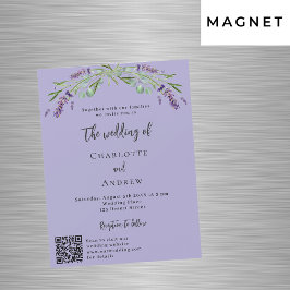 Violettgrün Lavendel QR Details Luxushochzeit Magneteinladung