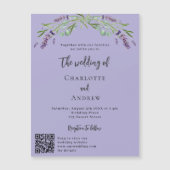 Violettgrün Lavendel QR Details Luxushochzeit Magneteinladung (Vorderseite)