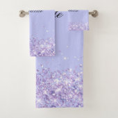 Violettlavendel Glitzer Name elegant Badhandtuch Set (Insitu)