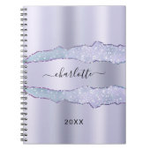 Violettlavender Metallagate Marmorname Notizblock (Vorderseite)