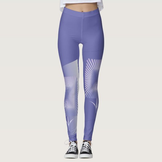 Violettquadrat Blume Leggings (Vorderseite)