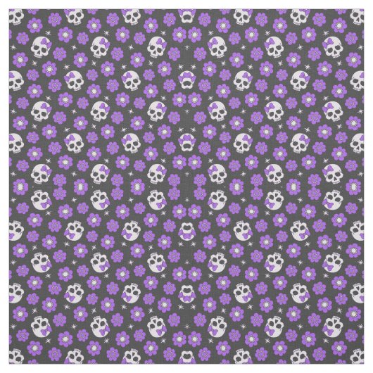 Violettschädel und Blume Stoff (Muster)