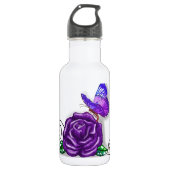 Violettschmetterling und Rose Trinkflasche (Vorderseite)