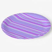 Violettstreifen Pappteller (Schrägansicht)