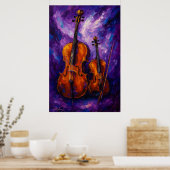 Violin and Cello Against Purple Background Poster (Küche)