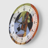 Violin and Playing Cards on a Table Große Wanduhr (Winkel)