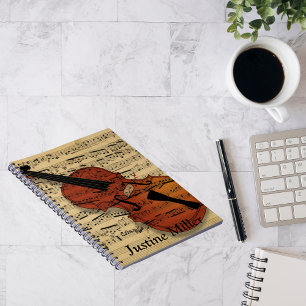 Violin and Vintage Sheet Music Notizblock