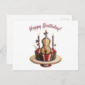 Violin Birthday Cake Postkarte (Vorne/Hinten)