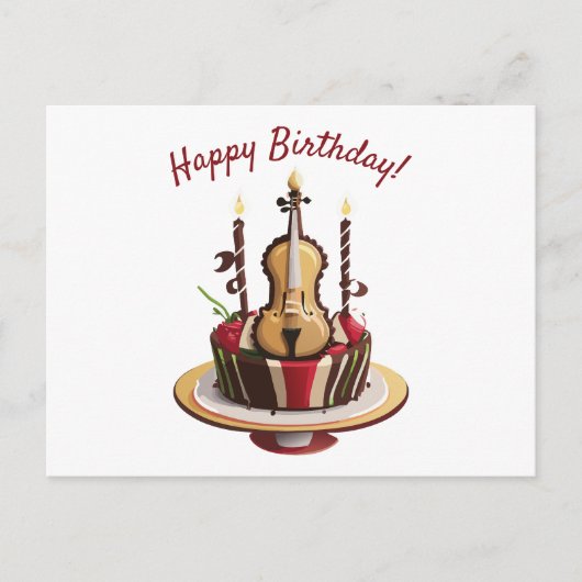 Violin Birthday Cake Postkarte (Vorderseite)