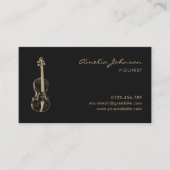 Violin Black Gold Elegante Moderner Musiklehrer Visitenkarte (Vorderseite)