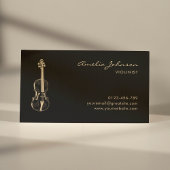 Violin Black Gold Elegante Moderner Musiklehrer Visitenkarte