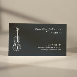 Violin Blue Elegante Beruflich Music Teacher Visitenkarte