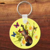 VIOLIN, BLUME UND SCHALTFLÄDEN SCHLÜSSELANHÄNGER (Vorderseite)