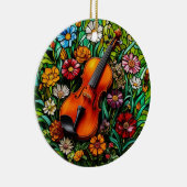 Violin Blumen  Keramik Ornament (Rechts)