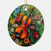 Violin Blumen  Keramik Ornament (Links)